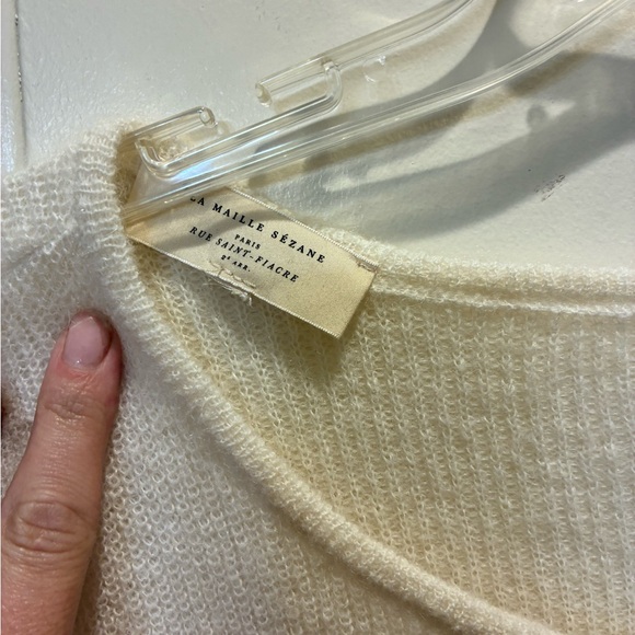 Sezane Women’s Gaspard Cardigan in Ivory Size L Alpaca Knit Athleisure Cardi - Picture 4 of 8